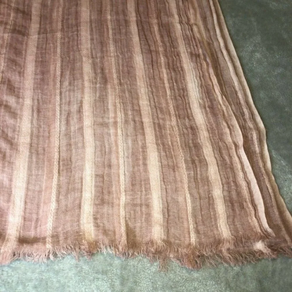 NWT TRUE CRAFT Women's Blush Acrylic Blend Scarf W/Frayed Edge 79 L x 42 W